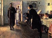 Ilya Repin Unexpected Visitors or Unexpected return France oil painting artist